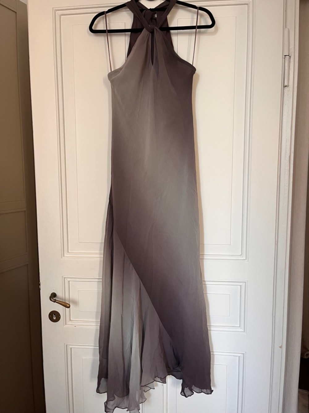 Principles Halter Bias Cut 100% Silk Ombré Purple Dress Flowy